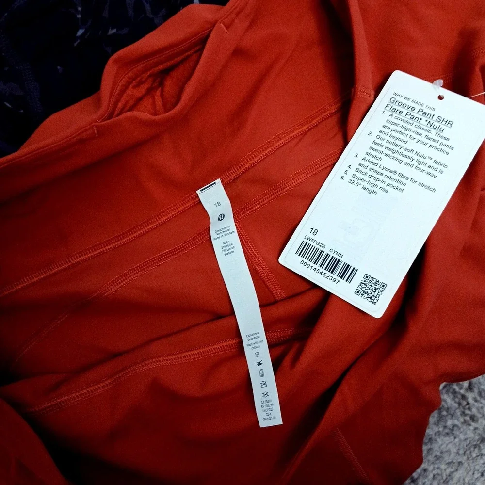 Lululemon‎ Pants Womens 18 Orange Groove Super High Rise Flare Nulu 32.5 Yoga